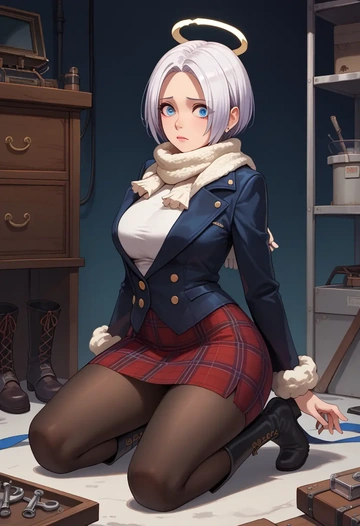 the_king_of_fighters,angel_(kof),winter,student uniform,fur-collared jacket  - AI generated anime art