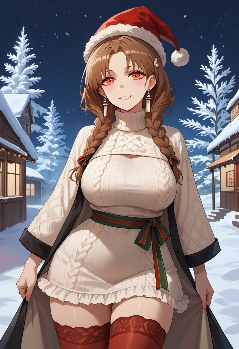 arknights,angelina_(arknights),Christmas,sweater dress,stockings  - 