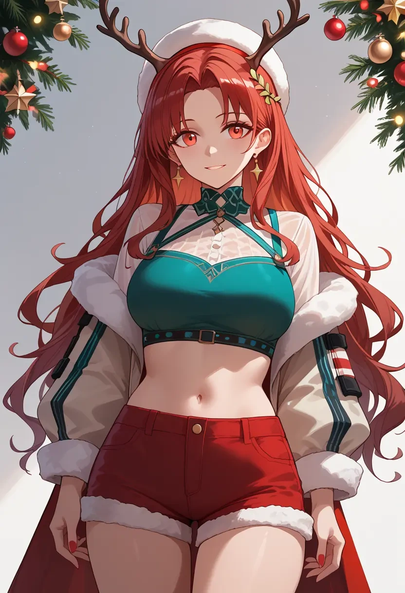 arknights,angelina_(arknights),Christmas,red velvet shorts  - 