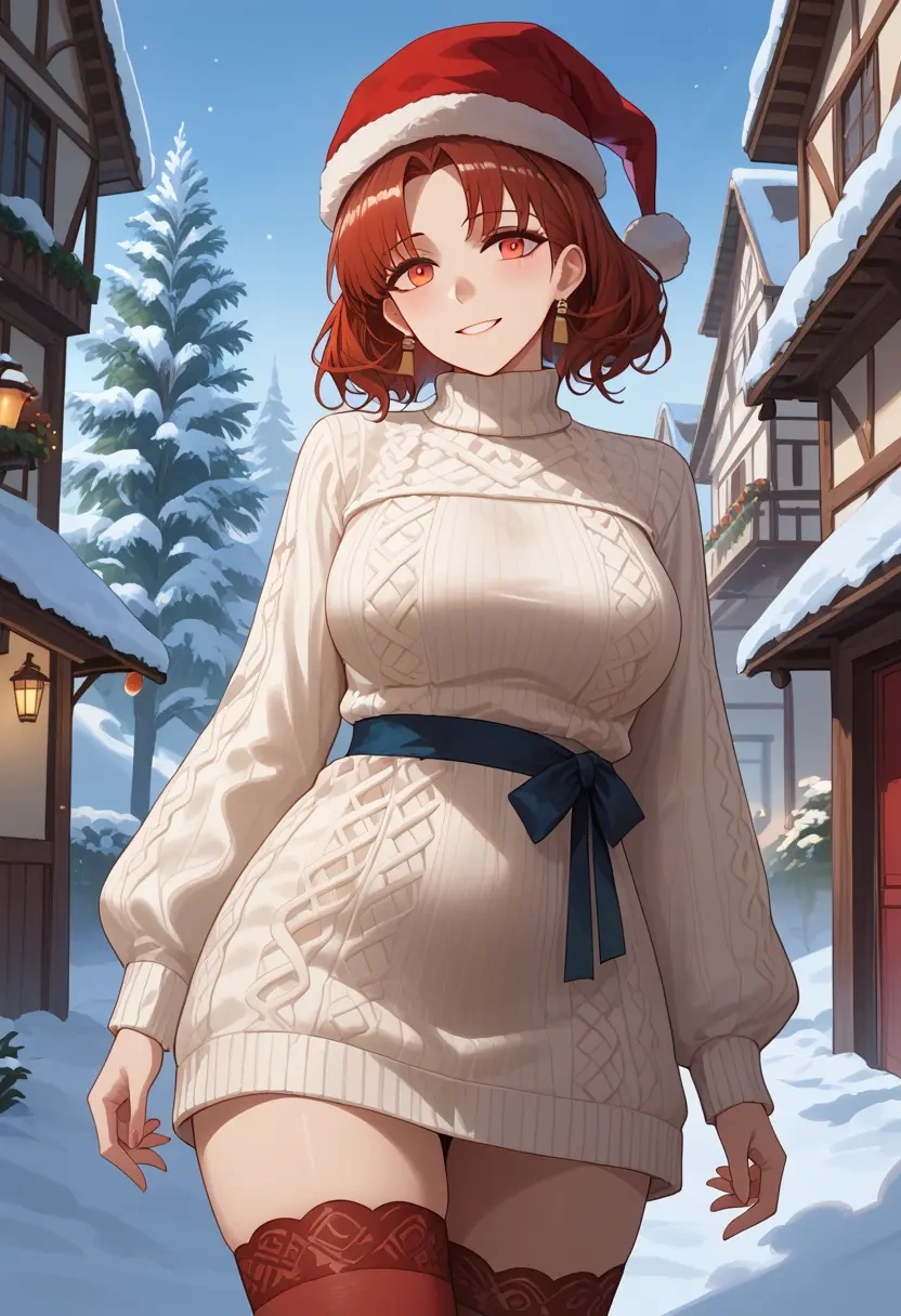 arknights,angelina_(arknights),Christmas,sweater dress,stockings  - 