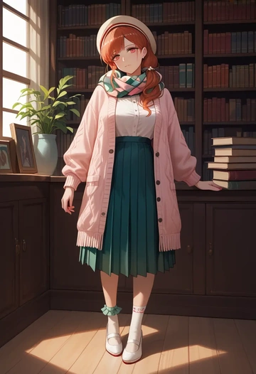 arknights,angelina_(arknights),spring,student uniform,light cardigan  - AI generated anime art