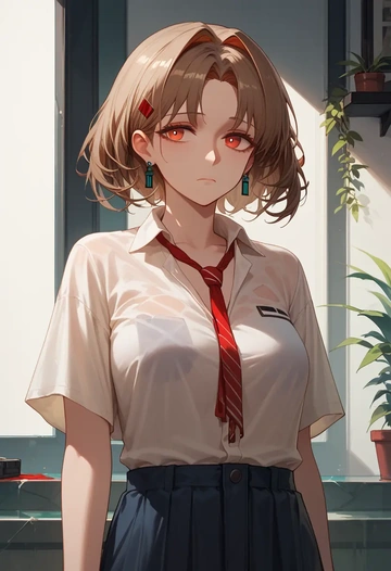 arknights,angelina_(arknights),tie-dye shirt,dolphin shorts  - AI generated anime art