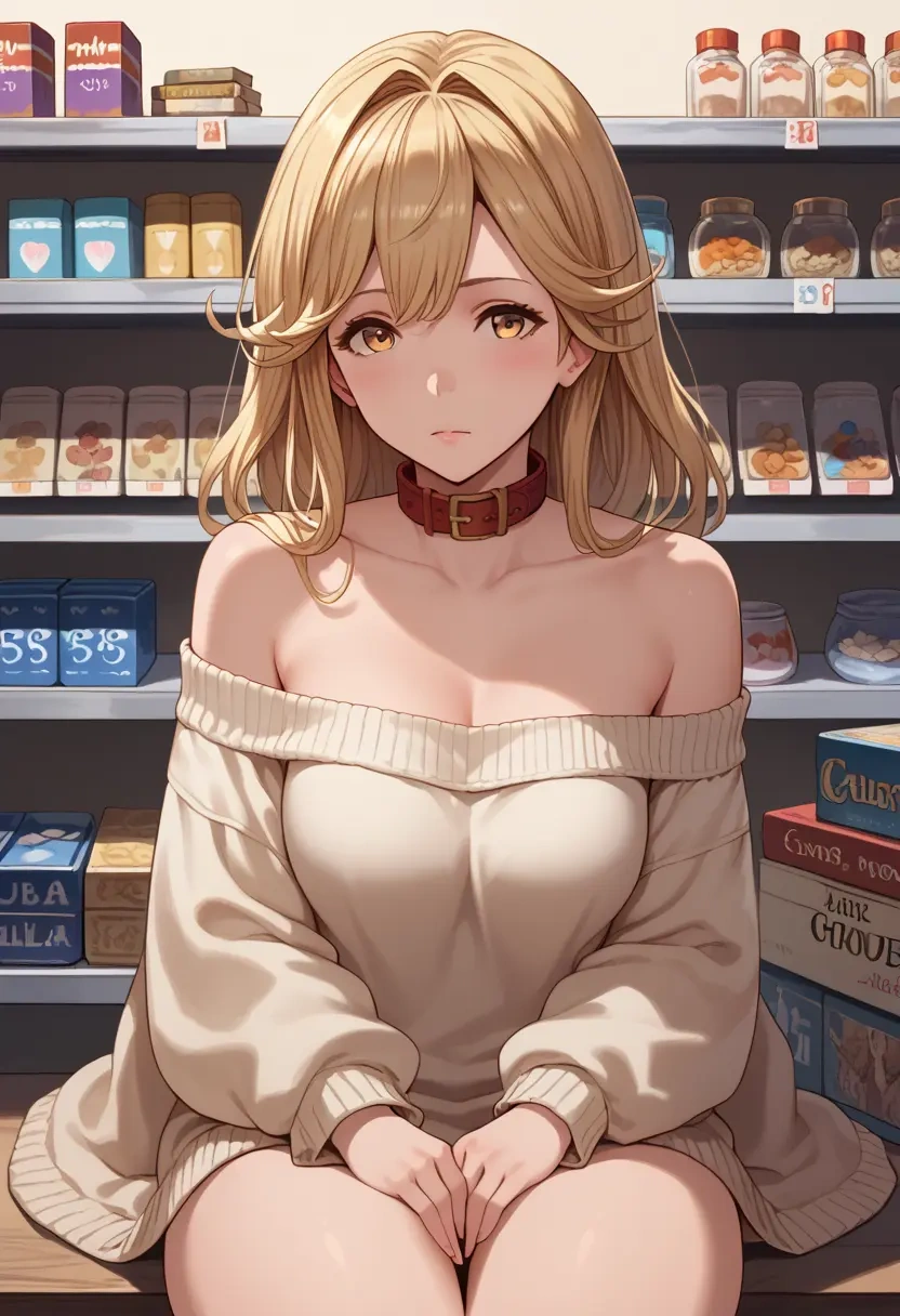 granblue_fantasy,anila_(granblue_fantasy),sweater,off-shoulder,collar  - 