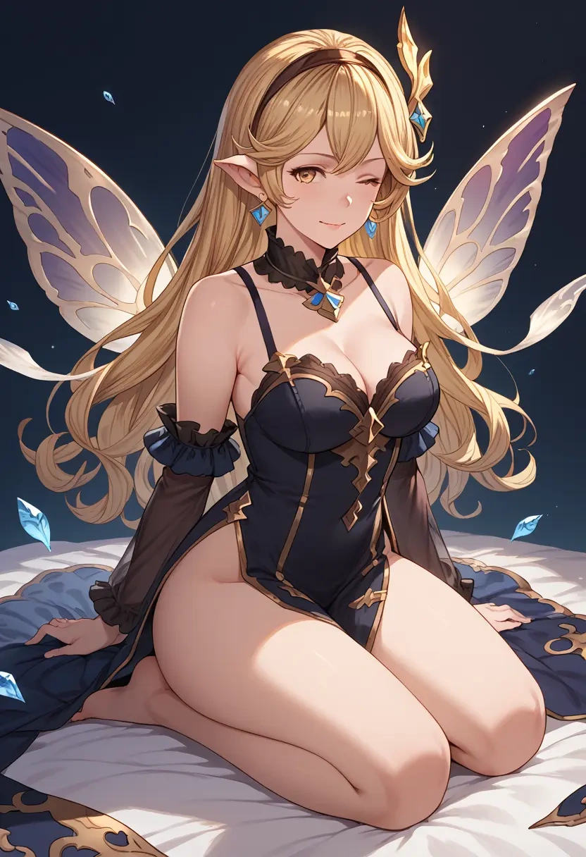 granblue_fantasy,anila_(granblue_fantasy),dark fairy blouse,layered tulle skirt,glitter stockings  - 