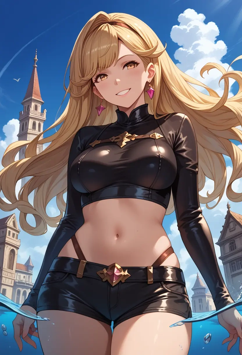 granblue_fantasy,anila_(granblue_fantasy),leather,shorts,crop top  - 