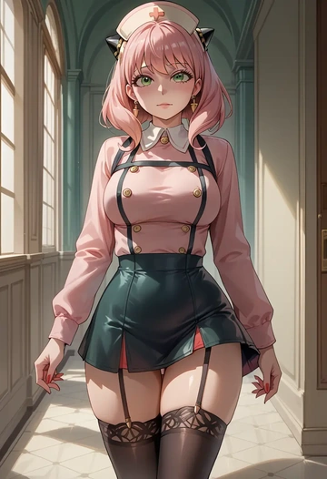 spy_x_family,anya_(spy_x_family),nurse pantyhose,mini skirt, sexy  - AI generated anime art