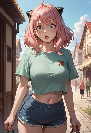 spy_x_family,anya_(spy_x_family),denim shorts  - AI generated anime art