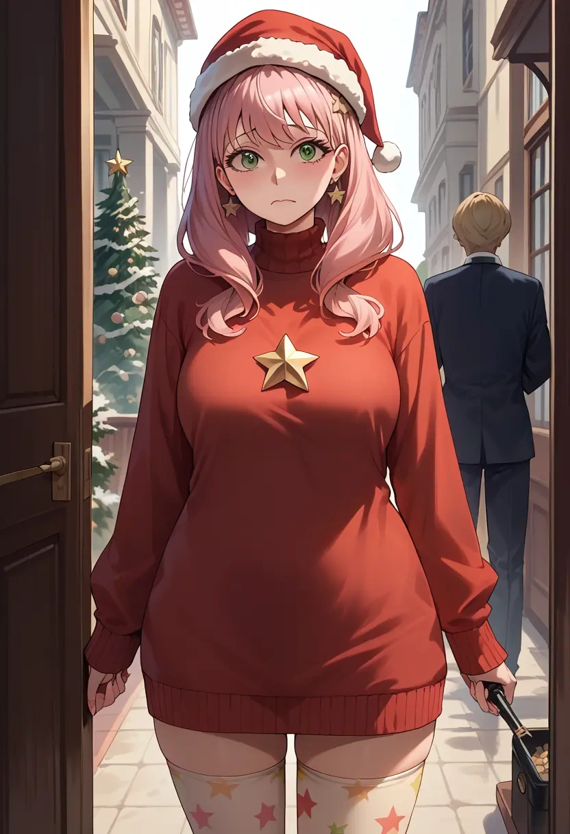 spy_x_family,anya_(spy_x_family),Christmas,sweater dress,stockings  - 