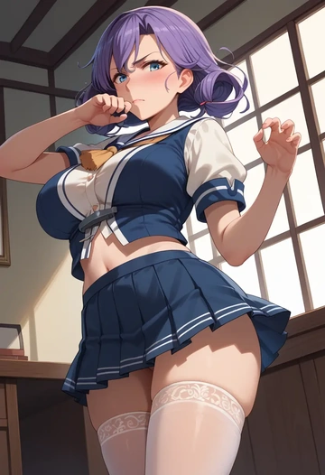 kantai_collection,aoba_(kancolle),mini skirt, stockings  - AI generated anime art