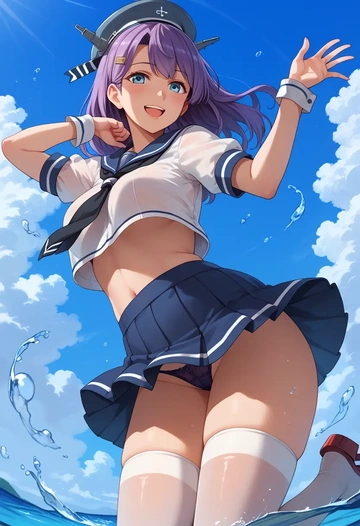 kantai_collection,aoba_(kancolle),mini skirt, stockings  - AI generated anime art