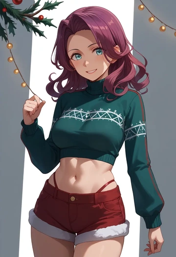 kantai_collection,aoba_(kancolle),Christmas,red velvet shorts  - AI generated anime art