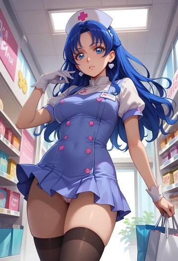 precure,aoki_reika,nurse pantyhose,mini skirt, sexy  - AI generated anime art