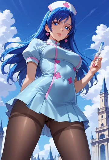 precure,aoki_reika,nurse pantyhose,mini skirt, sexy  - AI generated anime art