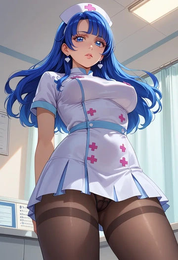 precure,aoki_reika,nurse pantyhose,mini skirt, sexy  - AI generated anime art