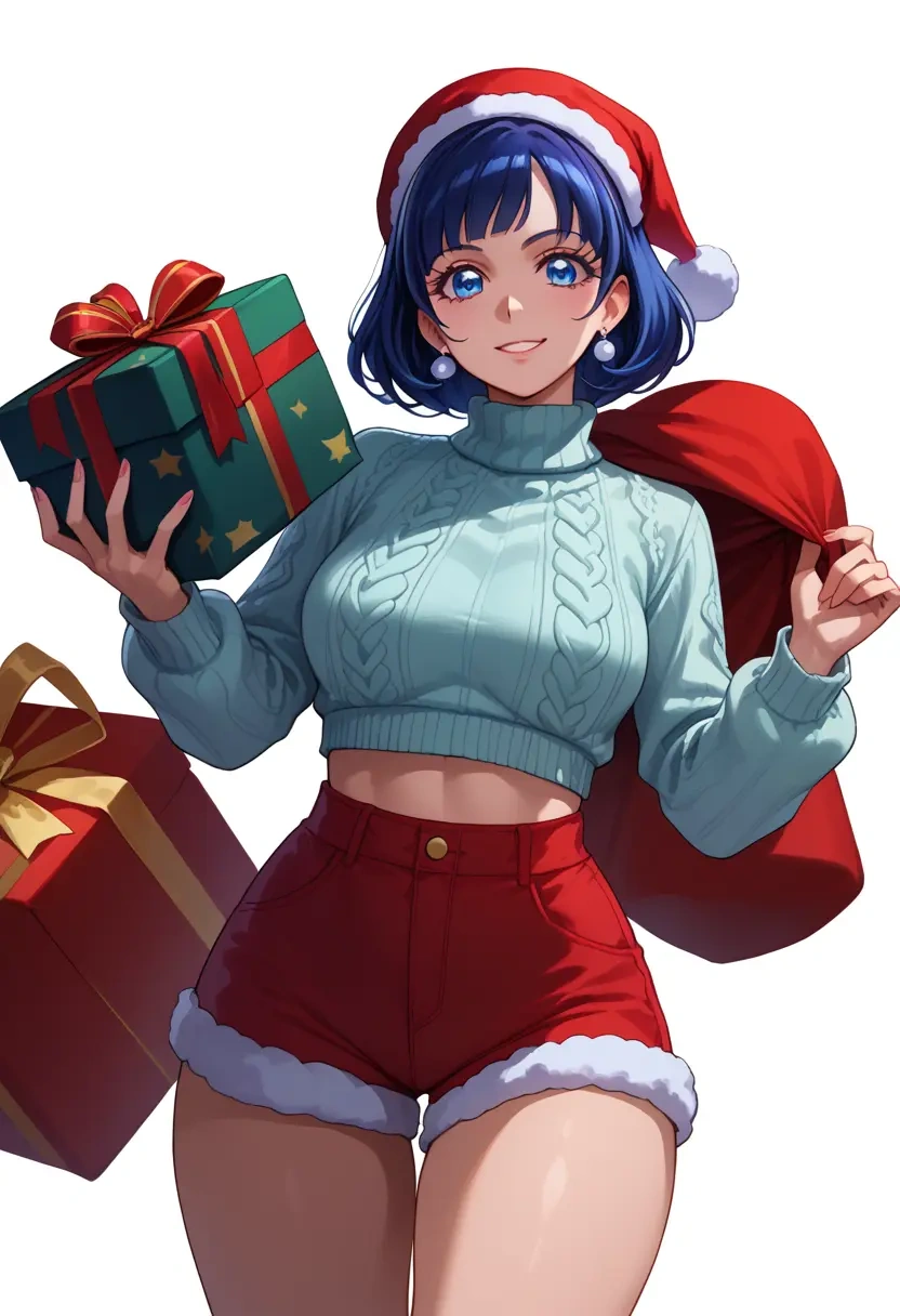 precure,aoki_reika,Christmas,red velvet shorts,turtleneck sweater  - 