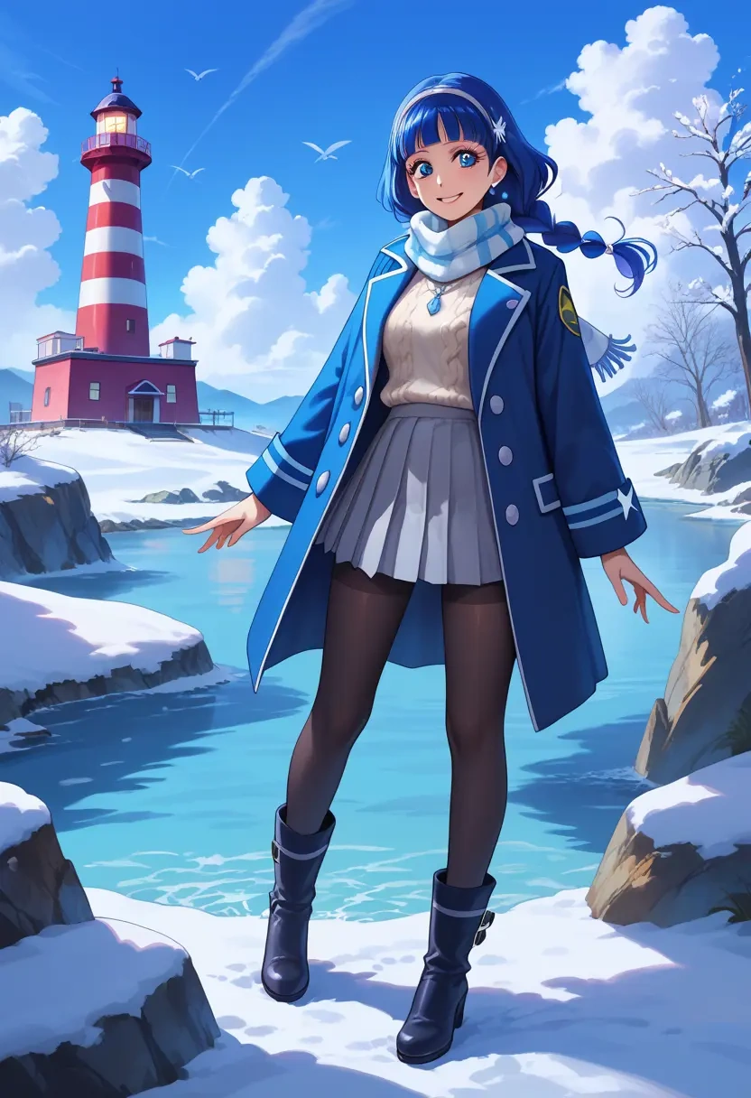 precure,aoki_reika,winter,student uniform,puffer coat  - 