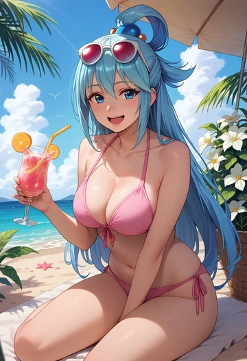 kono_subarashii_sekai_ni_shukufuku_wo!,aqua_(konosuba),bikini  - AI generated anime art