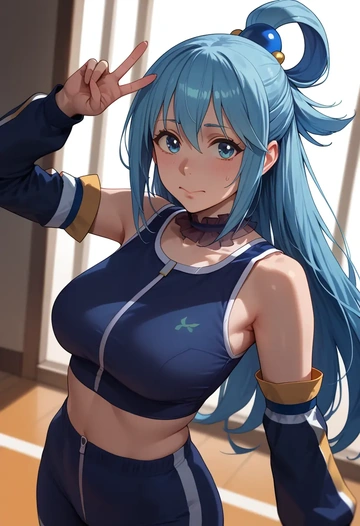 kono_subarashii_sekai_ni_shukufuku_wo!,aqua_(konosuba),athletic,track suit  - AI generated anime art