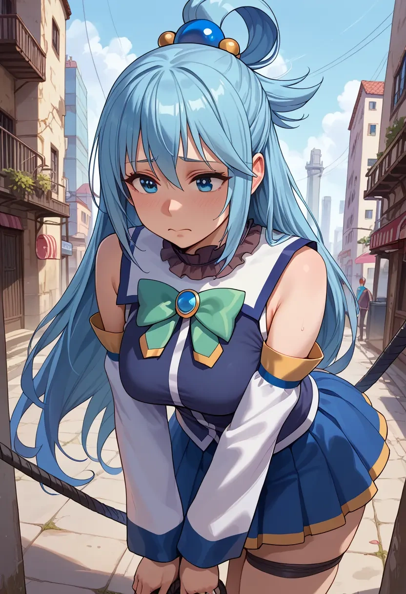 kono_subarashii_sekai_ni_shukufuku_wo!,aqua_(konosuba),sweater,cropped,pleated midi skirt  - 