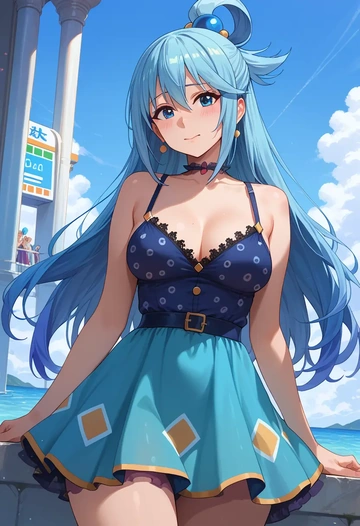 kono_subarashii_sekai_ni_shukufuku_wo!,aqua_(konosuba),leopard print,silk slip dress  - AI generated anime art