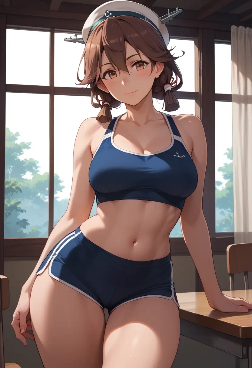 kantai_collection,arashi_(kancolle),yoga shorts  - 