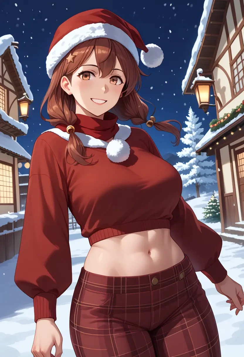 kantai_collection,arashi_(kancolle),Christmas,plaid trousers  - 