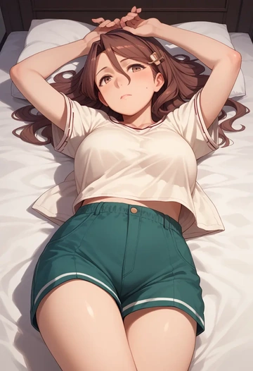 kantai_collection,arashi_(kancolle),graphic tee,shorts,sneakers  - AI generated anime art