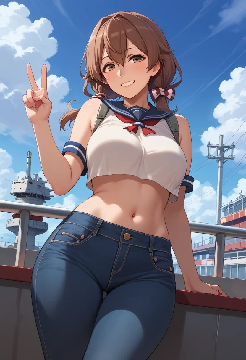 kantai_collection,arashi_(kancolle),crop top  - 