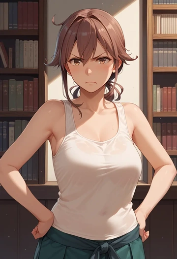 kantai_collection,arashi_(kancolle),tank top,drawstring pants  - AI generated anime art