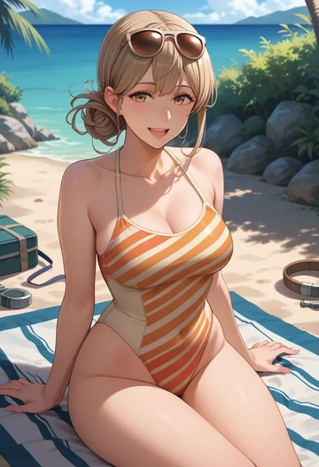 kantai_collection,arashio_(kancolle),swimsuit,sexy  - AI generated anime art