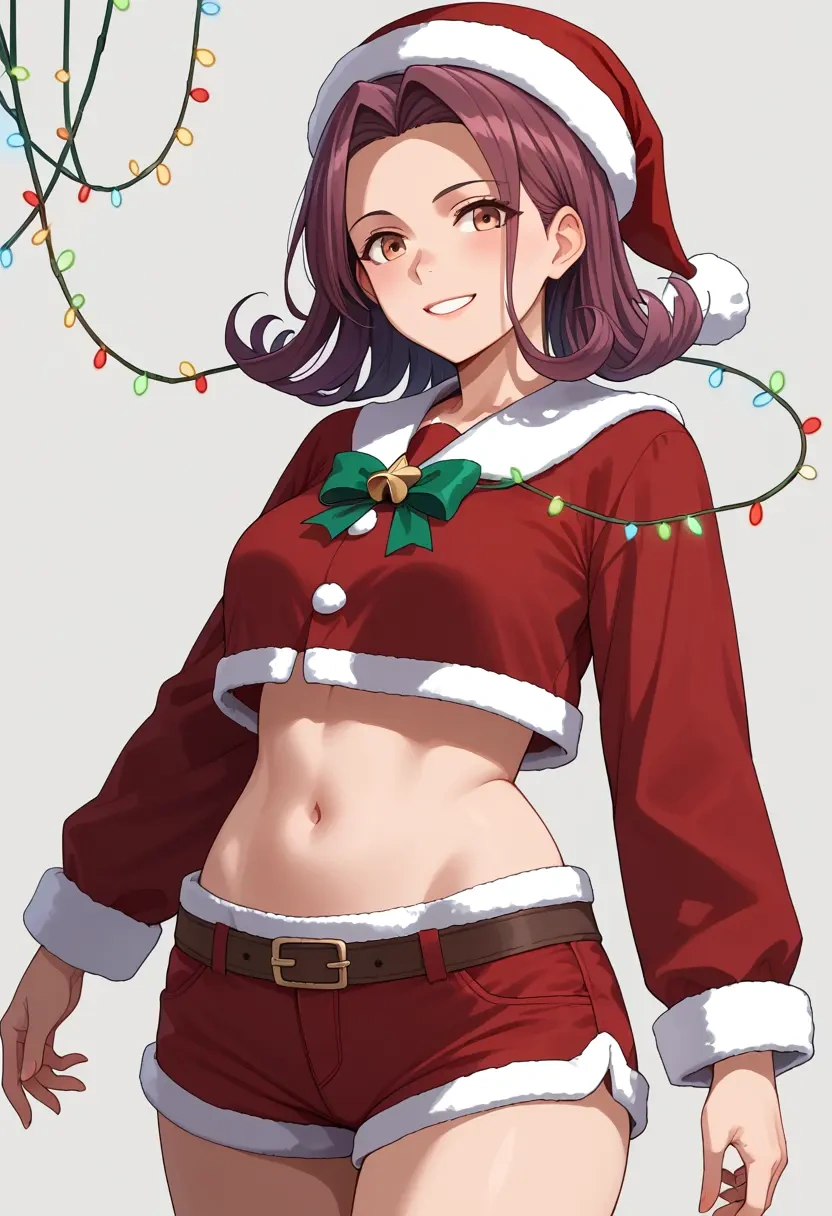 kantai_collection,arashio_(kancolle),Christmas,red velvet shorts  - 