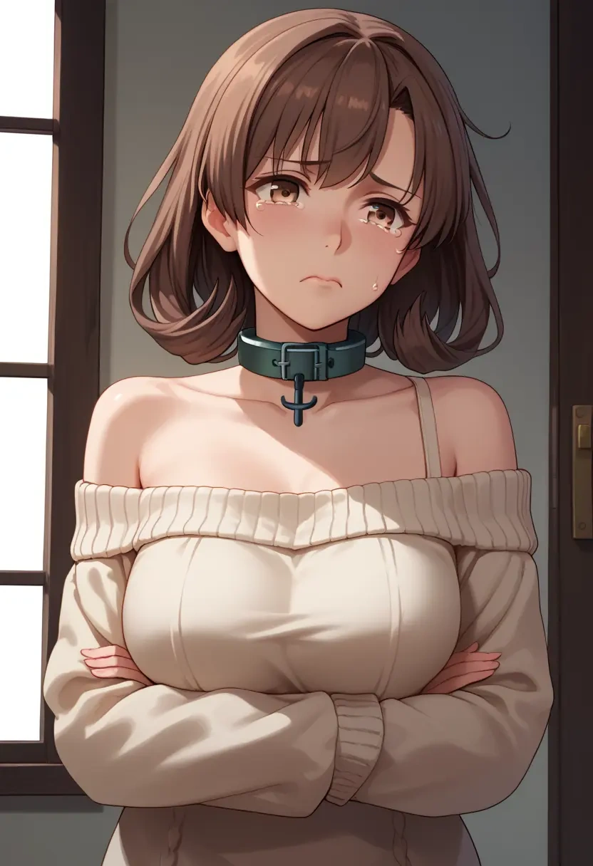 kantai_collection,arashio_(kancolle),sweater,off-shoulder,collar  - 