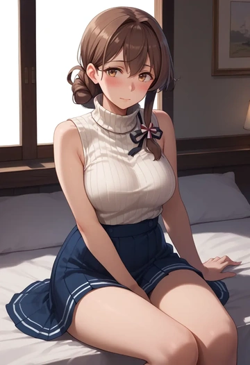 kantai_collection,arashio_(kancolle),turtleneck,knit,maxi skirt  - AI generated anime art