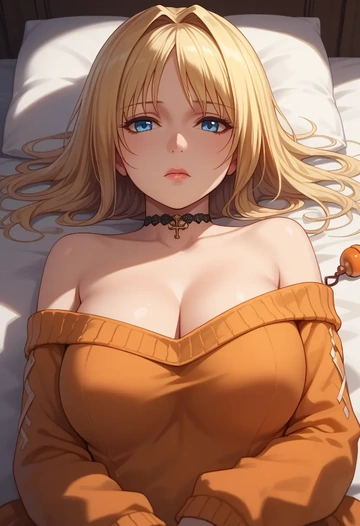 ragnarok_online,arch_bishop_(ragnarok_online),orange,sweater,choker  - AI generated anime art