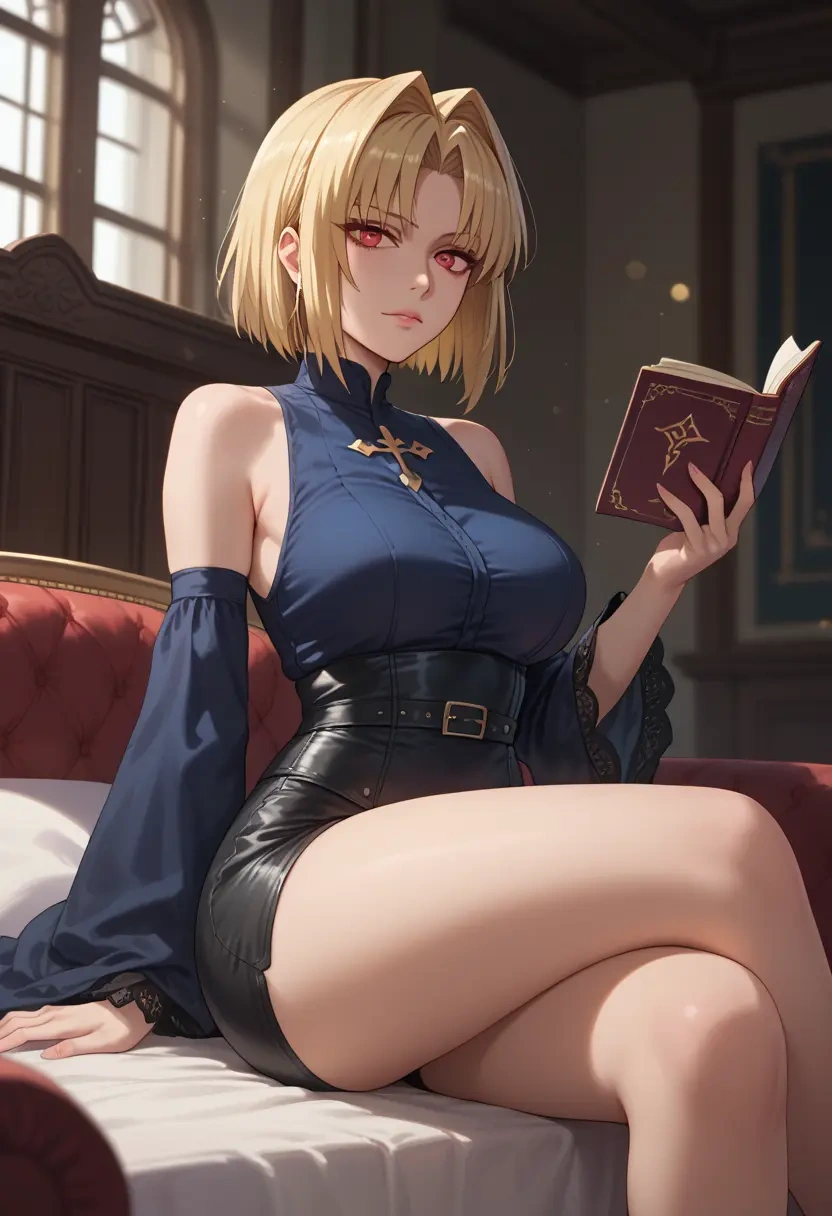 tsukihime,arcueid_brunestud,leather,shorts  - 