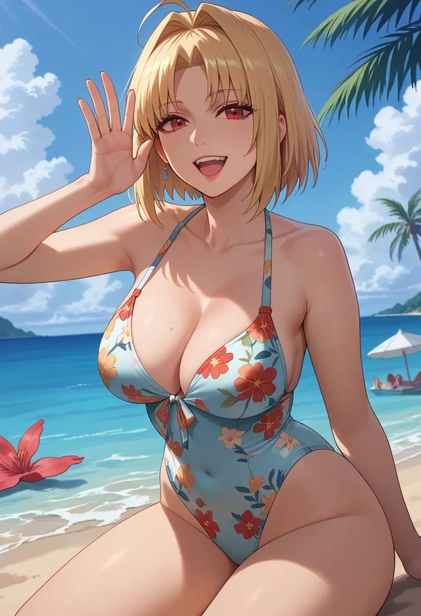 tsukihime,arcueid_brunestud,swimsuit,floral print  - 