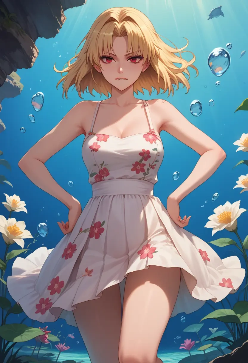 tsukihime,arcueid_brunestud,silk slip dress,floral prints  - 