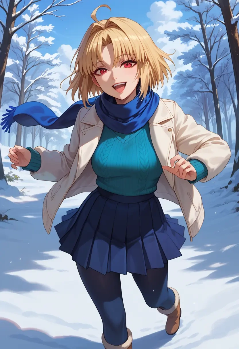 tsukihime,arcueid_brunestud,winter,student uniform,puffer jacket  - 