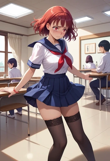 oshi_no_ko,arima_kana,jk uniform, stockings  - AI generated anime art