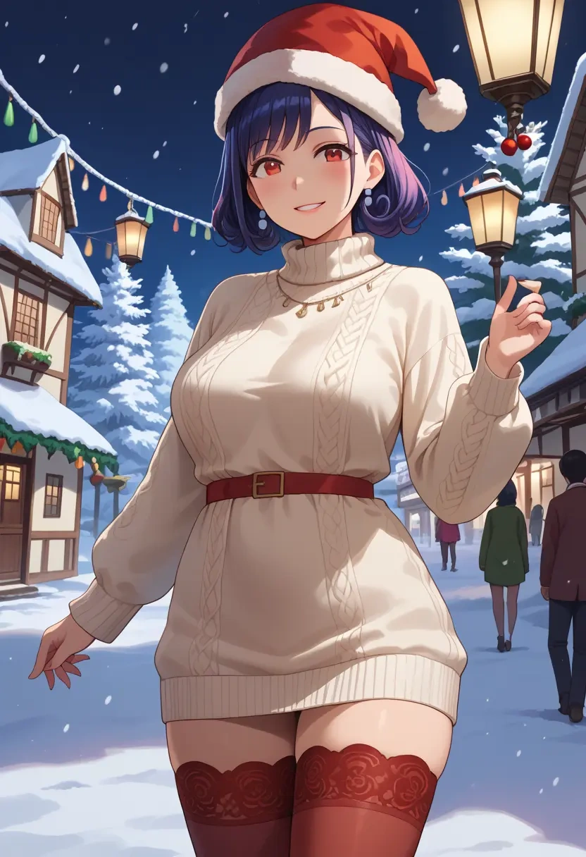 oshi_no_ko,arima_kana,Christmas,sweater dress,stockings  - 