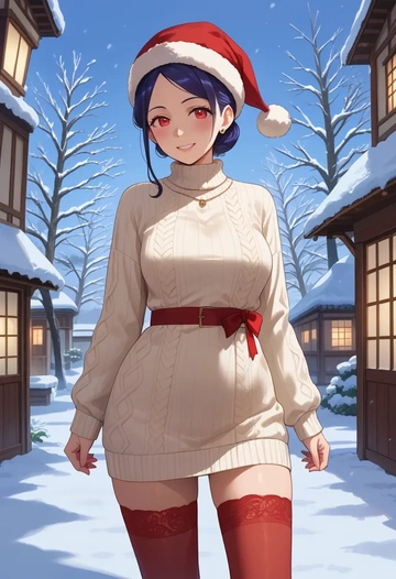 oshi_no_ko,arima_kana,Christmas,sweater dress,stockings  - AI generated anime art