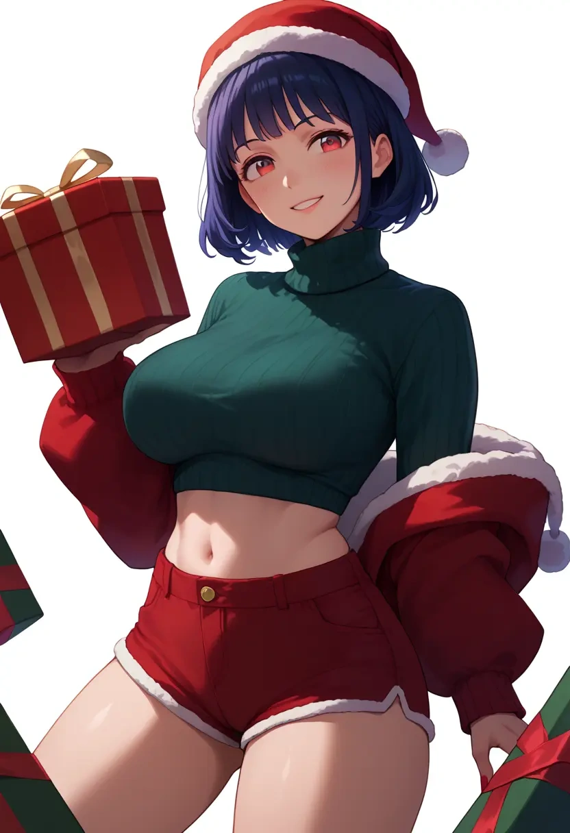 oshi_no_ko,arima_kana,Christmas,red velvet shorts,turtleneck sweater  - 