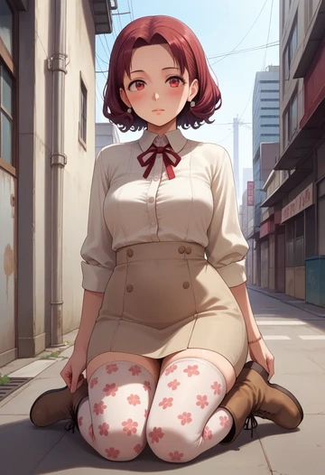 oshi_no_ko,arima_kana,shirt dress,belted,stockings  - AI generated anime art