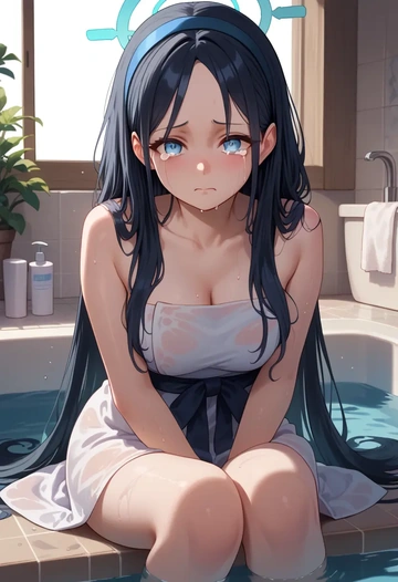 blue_archive,aris_(blue_archive),towel,sexy  - AI generated anime art