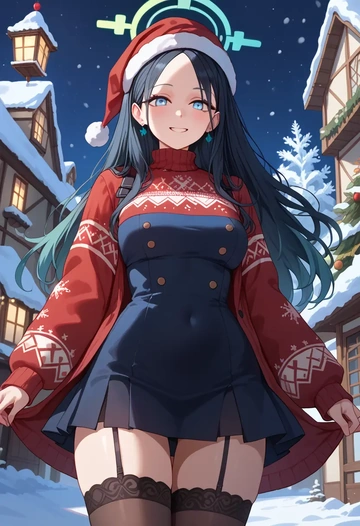 blue_archive,aris_(blue_archive),sweater,stockings,Thigh garters  - AI generated anime art