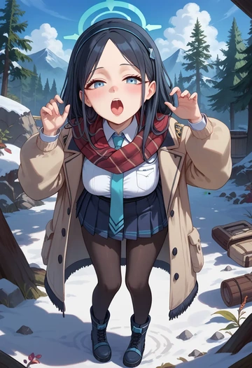 blue_archive,aris_(blue_archive),winter,student uniform,fur-trimmed coat  - AI generated anime art