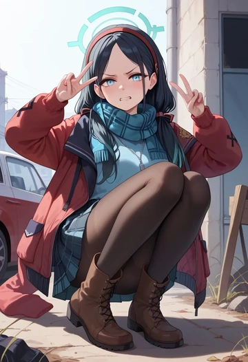 blue_archive,aris_(blue_archive),winter,student uniform,down jacket  - AI generated anime art