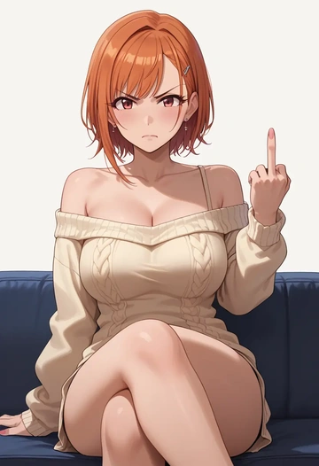 idolmaster,arisugawa_natsuha,off-shoulder,sweater  - AI generated anime art