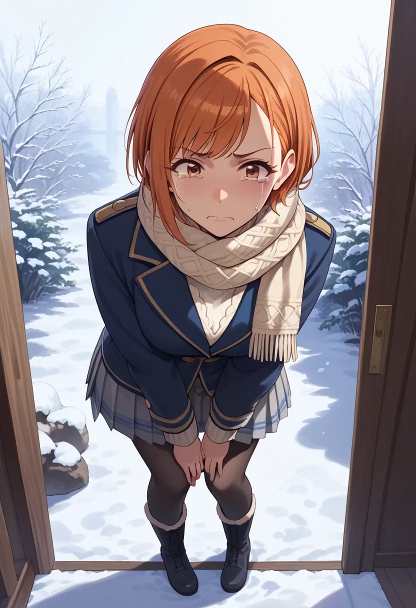 idolmaster,arisugawa_natsuha,winter,student uniform,puffer coat  - 