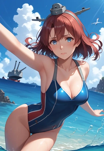 kantai_collection,ark_royal_(kancolle),swimsuit,sexy  - AI generated anime art